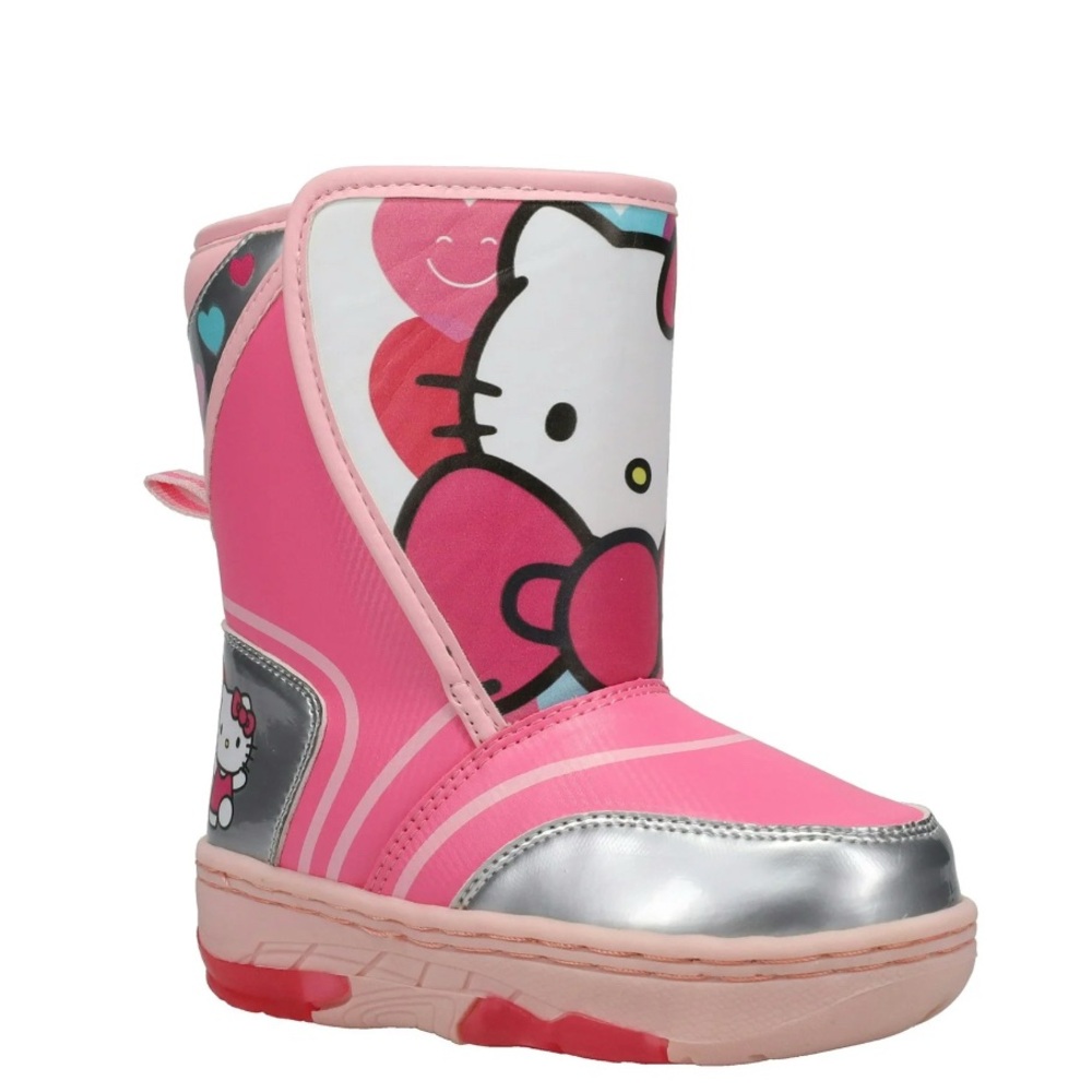 Hello Kitty Toddler Girl 11  Pink and Silver Winter Snow Boots